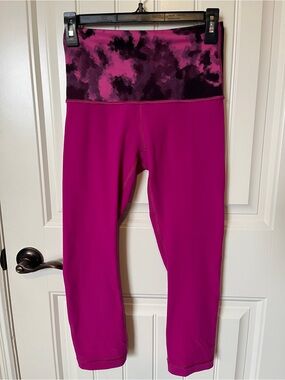 lululemon athletica Magenta Capri Leggings with Patterned Waistband
